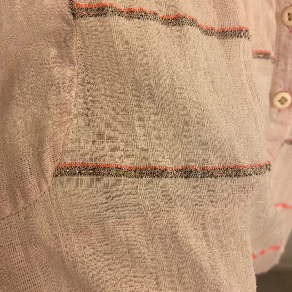 ace&jig Metallic Stripe Short Sleeve Cotton Blouse Size Small - Picture 6 of 6